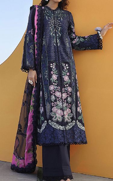 Maryam Hussain Navy Blue Lawn Suit | Pakistani Lawn Dress in USA- Image 1