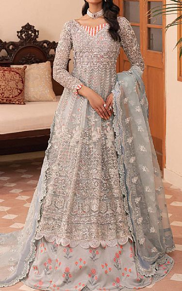 Maryam Hussain Grey Organza Suit | Pakistani Embroidered Chiffon Dresses USA- Image 2
