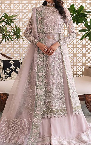 Maryam Hussain Lilac Organza Suit | Pakistani Embroidered Chiffon Dresses USA- Image 1