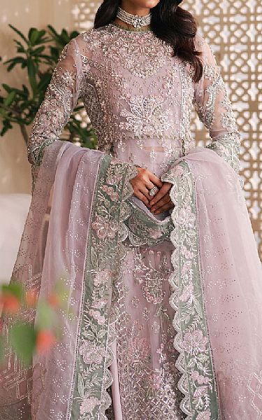 Maryam Hussain Lilac Organza Suit | Pakistani Embroidered Chiffon Dresses USA- Image 3