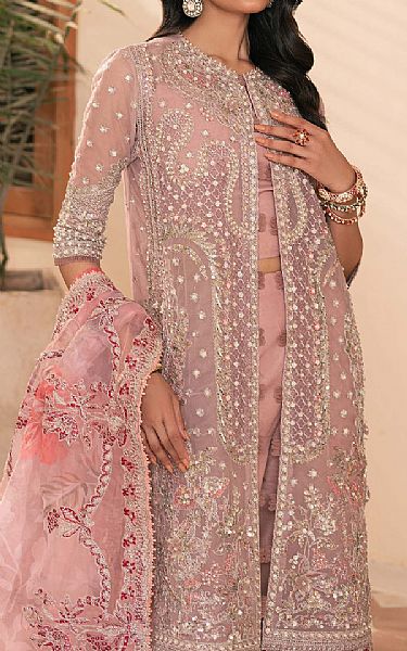 Maryam Hussain Oriental Pink Net Suit | Pakistani Embroidered Chiffon Dresses USA- Image 2