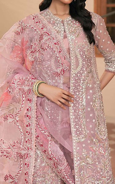 Maryam Hussain Oriental Pink Net Suit | Pakistani Embroidered Chiffon Dresses USA- Image 3