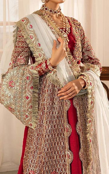 Maryam Hussain Red Net Suit | Pakistani Embroidered Chiffon Dresses USA- Image 2