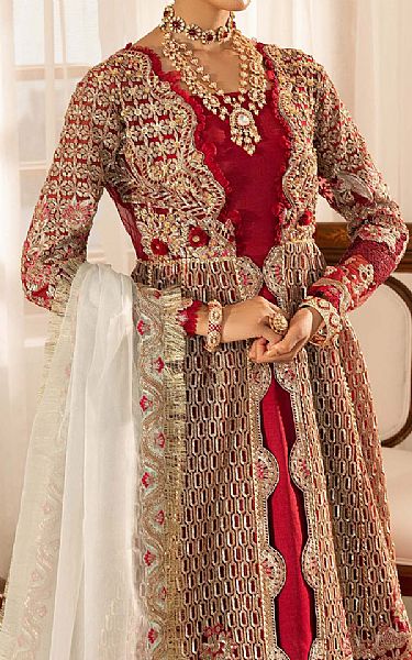 Maryam Hussain Red Net Suit | Pakistani Embroidered Chiffon Dresses USA- Image 3