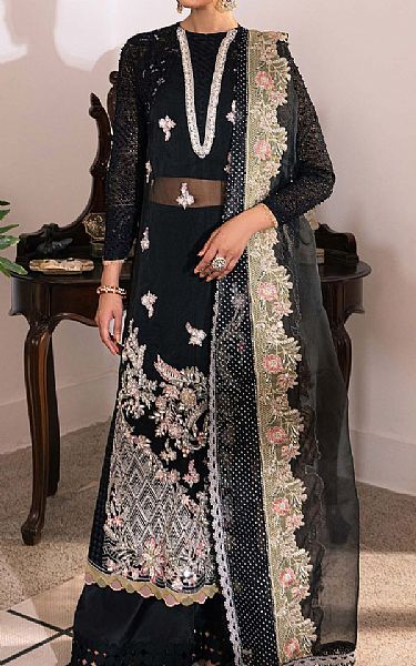 Maryam Hussain Black Net Suit | Pakistani Embroidered Chiffon Dresses USA- Image 1
