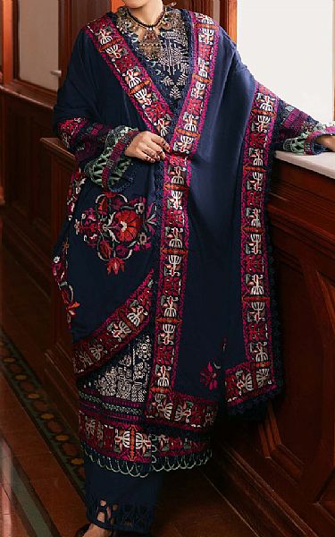 Maryam Hussain Navy Blue Khaddar Suit | Pakistani Winter Dresses in USA- Image 2