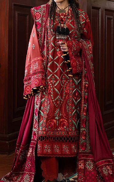 Maryam Hussain Falu Red/Deep Carmine Khaddar Suit | Pakistani Winter Dresses in USA- Image 1