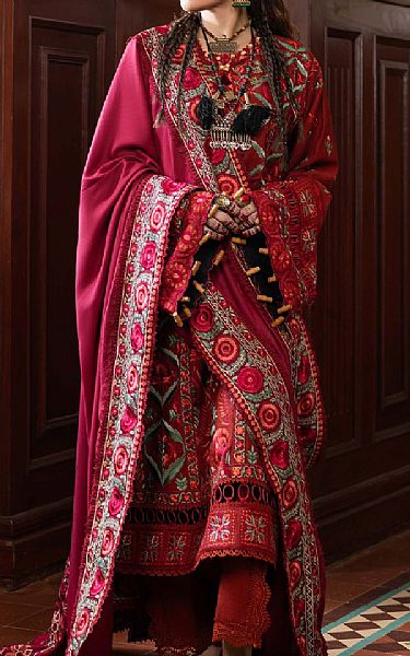 Maryam Hussain Falu Red/Deep Carmine Khaddar Suit | Pakistani Winter Dresses in USA- Image 2