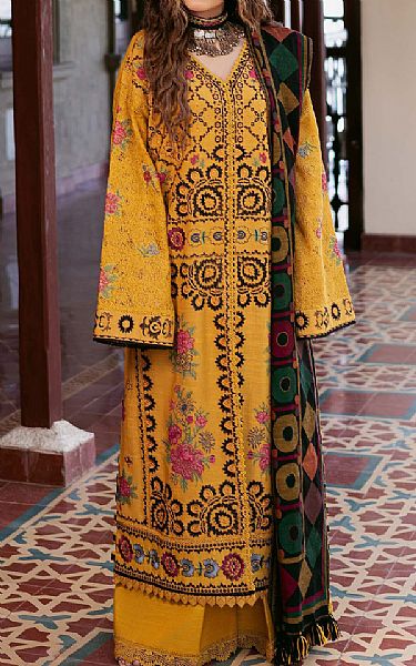 Maryam Hussain Mustard Khaddar Suit | Pakistani Winter Dresses in USA- Image 1