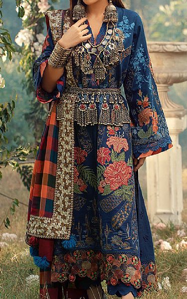 Maryam Hussain Navy Blue Khaddar Suit | Pakistani Winter Dresses in USA- Image 1