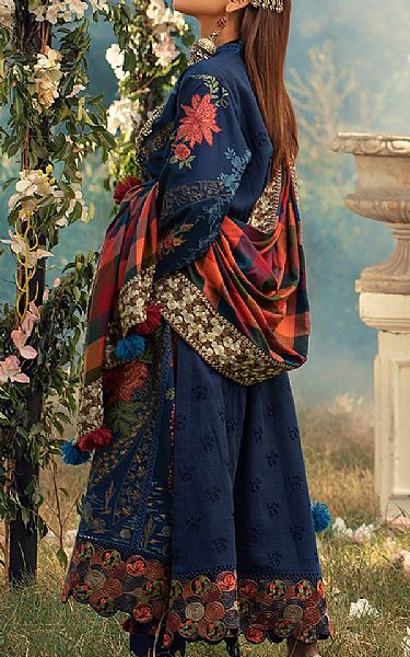 Maryam Hussain Navy Blue Khaddar Suit | Pakistani Winter Dresses in USA- Image 2