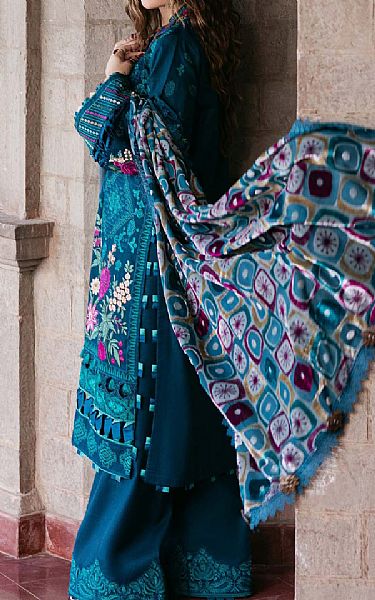 Maryam Hussain Denim Blue Khaddar Suit | Pakistani Winter Dresses in USA- Image 2