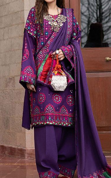 Maryam Hussain Plum Purple Khaddar Suit | Pakistani Winter Dresses in USA- Image 1