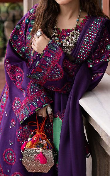 Maryam Hussain Plum Purple Khaddar Suit | Pakistani Winter Dresses in USA- Image 2