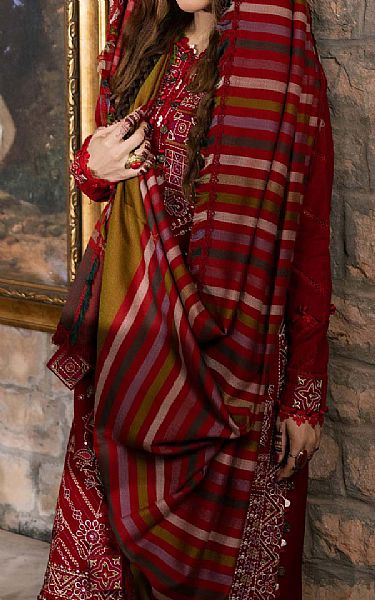 Maryam Hussain Dark Red Khaddar Suit | Pakistani Winter Dresses in USA- Image 2