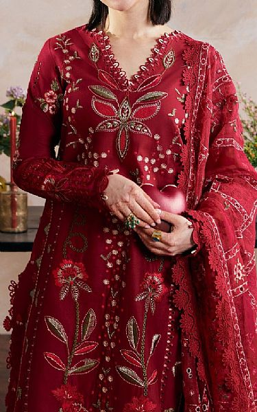 Maryam Hussain Maroon Lawn Suit | Pakistani Lawn Dress in USA- Image 2