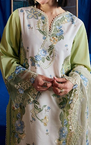 Maryam Hussain Off White/Light Green Lawn Suit | Pakistani Lawn Dress in USA- Image 2