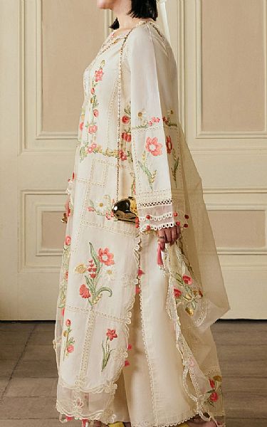 Maryam Hussain Off White Lawn Suit | Pakistani Lawn Dress in USA- Image 2