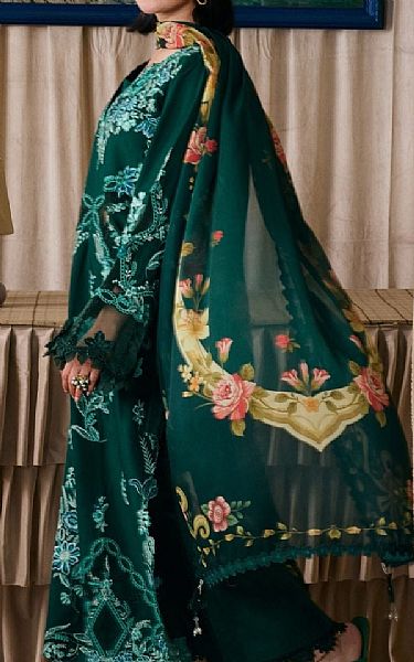 Maryam Hussain Bottle Green Lawn Suit | Pakistani Lawn Dress in USA- Image 2