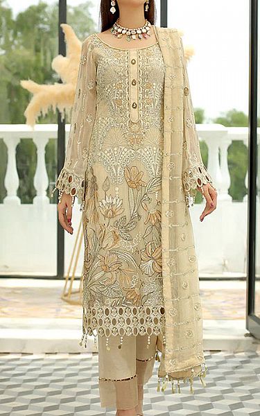 Maryams Off-white Chiffon Suit | Pakistani Dresses in USA- Image 1