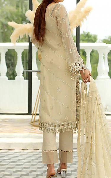 Maryams Off-white Chiffon Suit | Pakistani Dresses in USA- Image 2