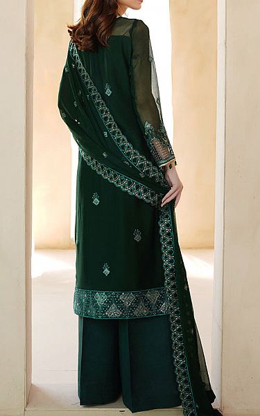 Maryams Bottle Green Chiffon Suit | Pakistani Embroidered Chiffon Dresses USA- Image 2