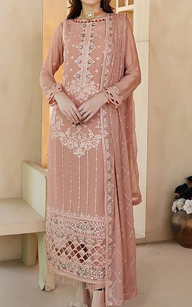 Maryams Rose Pink Chiffon Suit | Pakistani Embroidered Chiffon Dresses USA- Image 1