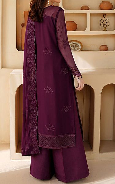 Maryams Egg Plant Chiffon Suit | Pakistani Embroidered Chiffon Dresses USA- Image 2