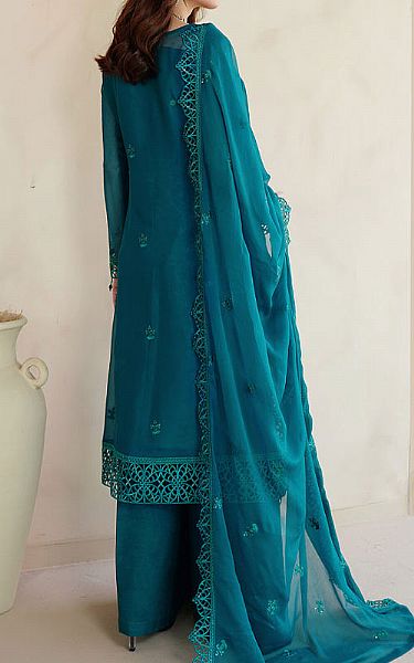 Maryams Teal Chiffon Suit | Pakistani Embroidered Chiffon Dresses USA- Image 2