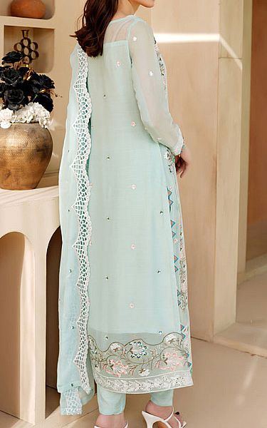 Maryams Light Turquoise Chiffon Suit | Pakistani Embroidered Chiffon Dresses USA- Image 2