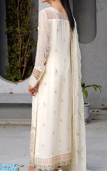 Maryams Off White Chiffon Suit | Pakistani Embroidered Chiffon Dresses USA- Image 2
