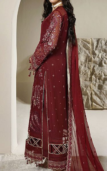Maryams Maroon Chiffon Suit | Pakistani Embroidered Chiffon Dresses USA- Image 2