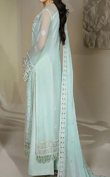 Maryams Turquoise Chiffon Suit | Pakistani Embroidered Chiffon Dresses USA- Image 2