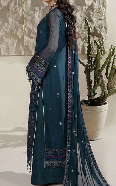 Maryams Teal Chiffon Suit | Pakistani Embroidered Chiffon Dresses USA- Image 2