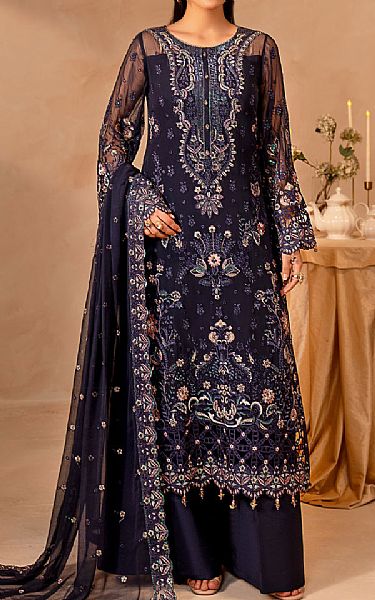 Maryams Blue Chiffon Suit | Pakistani Embroidered Chiffon Dresses USA- Image 1