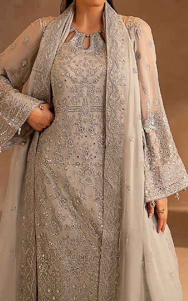 Maryams Grey Chiffon Suit | Pakistani Embroidered Chiffon Dresses USA- Image 3