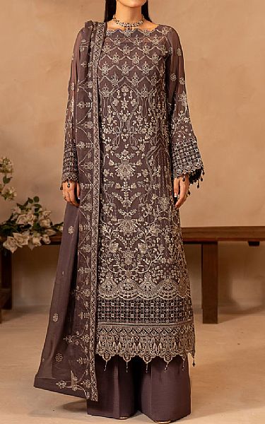 Maryams Congo Brown Chiffon Suit | Pakistani Embroidered Chiffon Dresses USA- Image 1