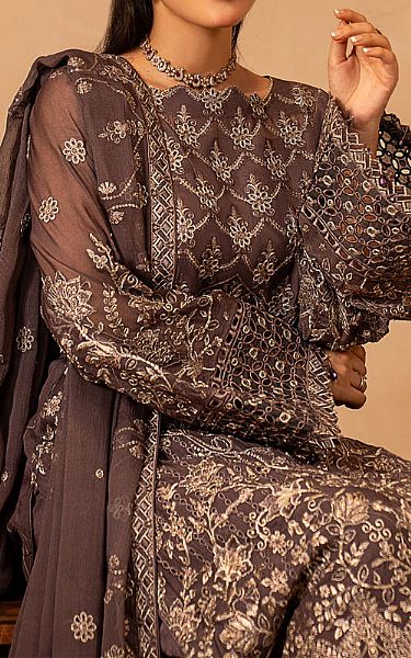 Maryams Congo Brown Chiffon Suit | Pakistani Embroidered Chiffon Dresses USA- Image 3