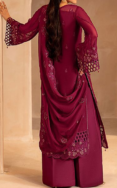Maryams Magenta Chiffon Suit | Pakistani Embroidered Chiffon Dresses USA- Image 2