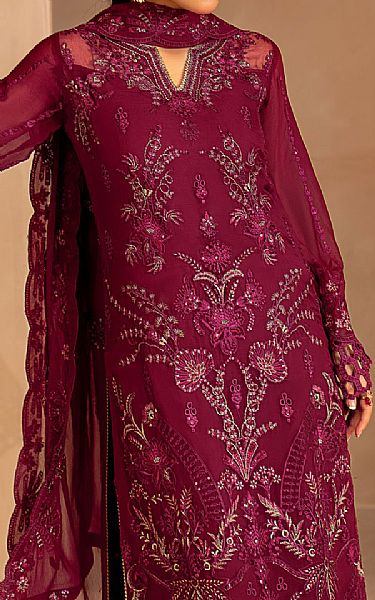 Maryams Magenta Chiffon Suit | Pakistani Embroidered Chiffon Dresses USA- Image 3