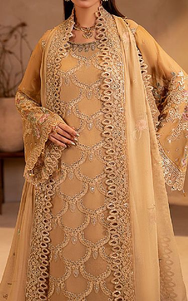 Maryams Fawn Chiffon Suit | Pakistani Embroidered Chiffon Dresses USA- Image 3