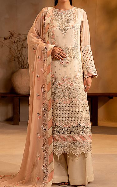 Maryams Off-white Chiffon Suit | Pakistani Embroidered Chiffon Dresses USA- Image 1