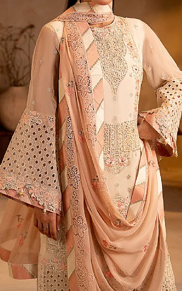 Maryams Off-white Chiffon Suit | Pakistani Embroidered Chiffon Dresses USA- Image 3