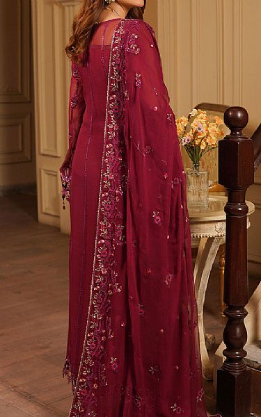 Maryams Magenta Chiffon Suit | Pakistani Embroidered Chiffon Dresses USA- Image 2
