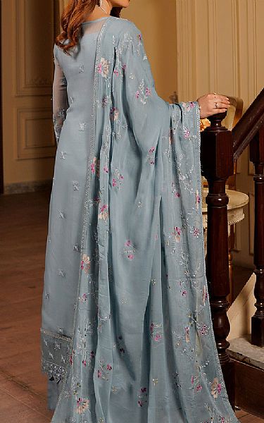 Maryams Cadet Grey Chiffon Suit | Pakistani Embroidered Chiffon Dresses USA- Image 2