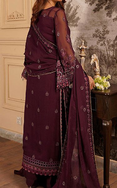 Maryams Plum Chiffon Suit | Pakistani Embroidered Chiffon Dresses USA- Image 2