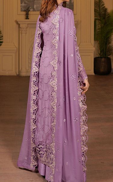 Maryams Lavender Chiffon Suit | Pakistani Embroidered Chiffon Dresses USA- Image 2
