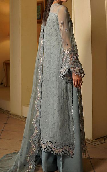 Maryams Grey Chiffon Suit | Pakistani Embroidered Chiffon Dresses USA- Image 2