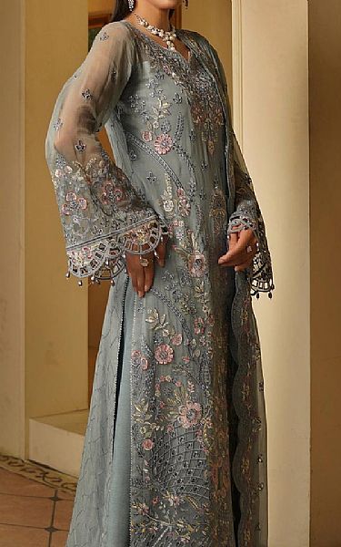 Maryams Grey Chiffon Suit | Pakistani Embroidered Chiffon Dresses USA- Image 3