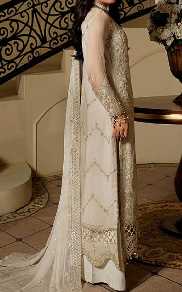 Maryams Off White Chiffon Suit | Pakistani Embroidered Chiffon Dresses USA- Image 2